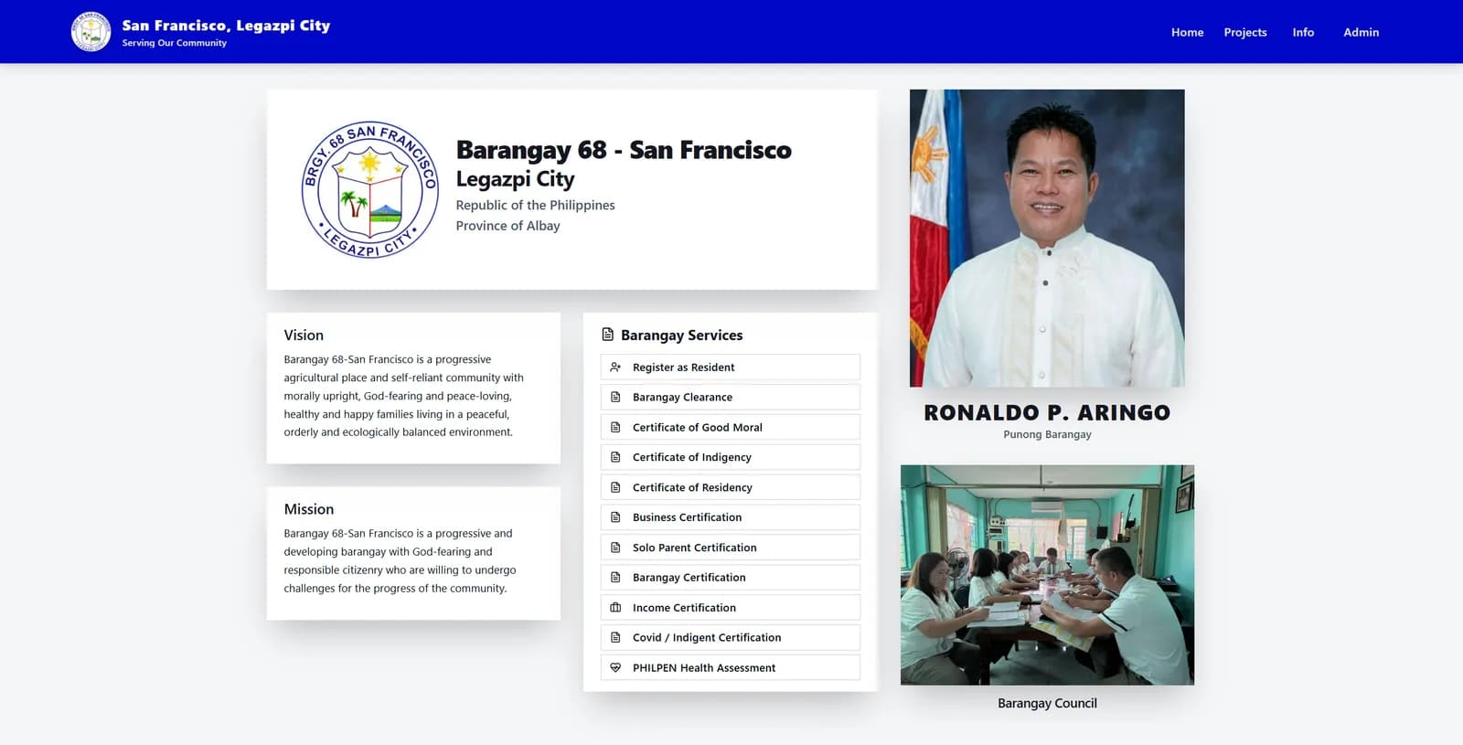 Barangay 68 — San Francisco barangay portal on ByteBento BOS